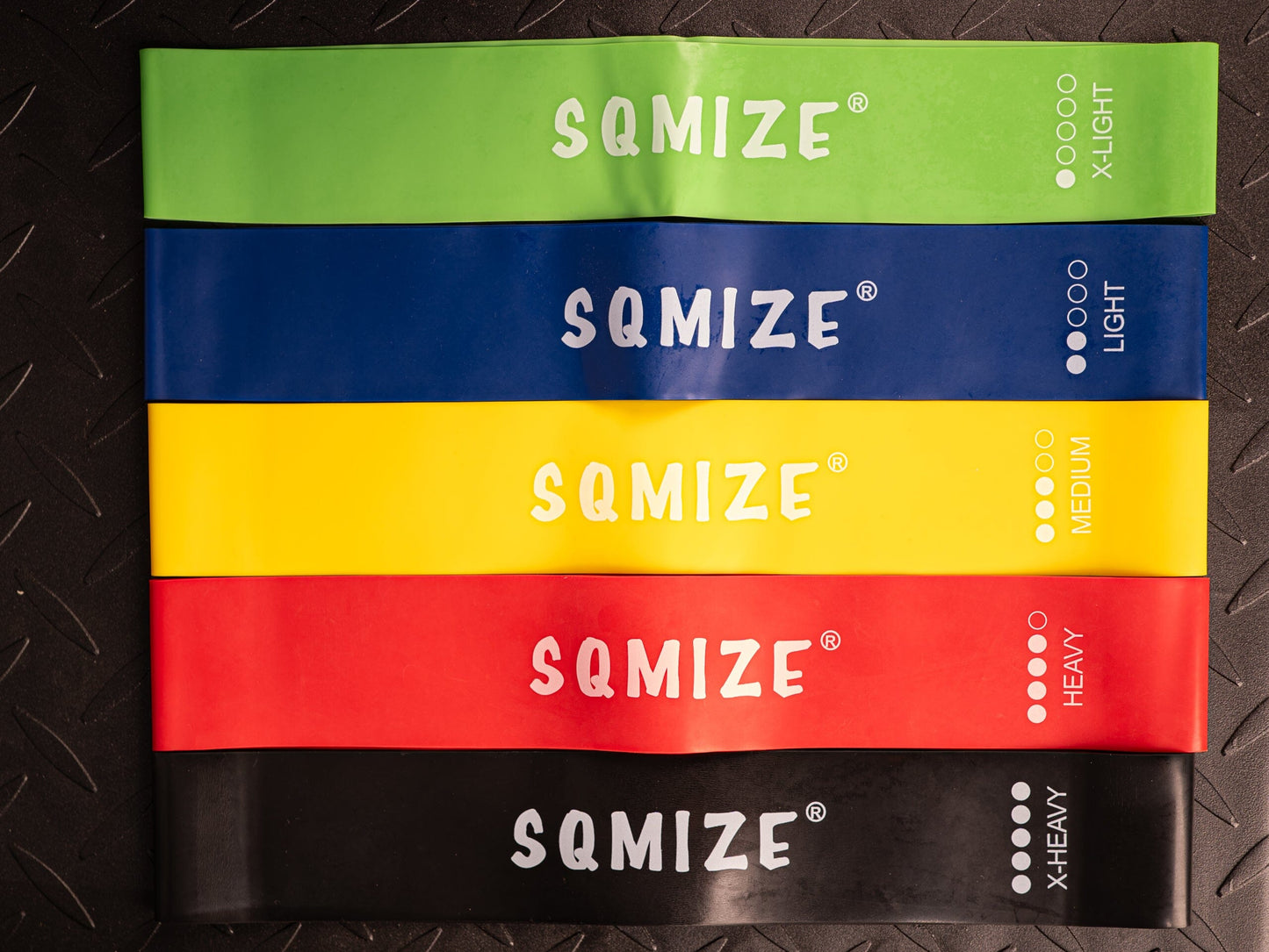 Mini Power Fitnessbänder Set SQMIZE® MPB60, 5 Bänder www.simpleproducts.at