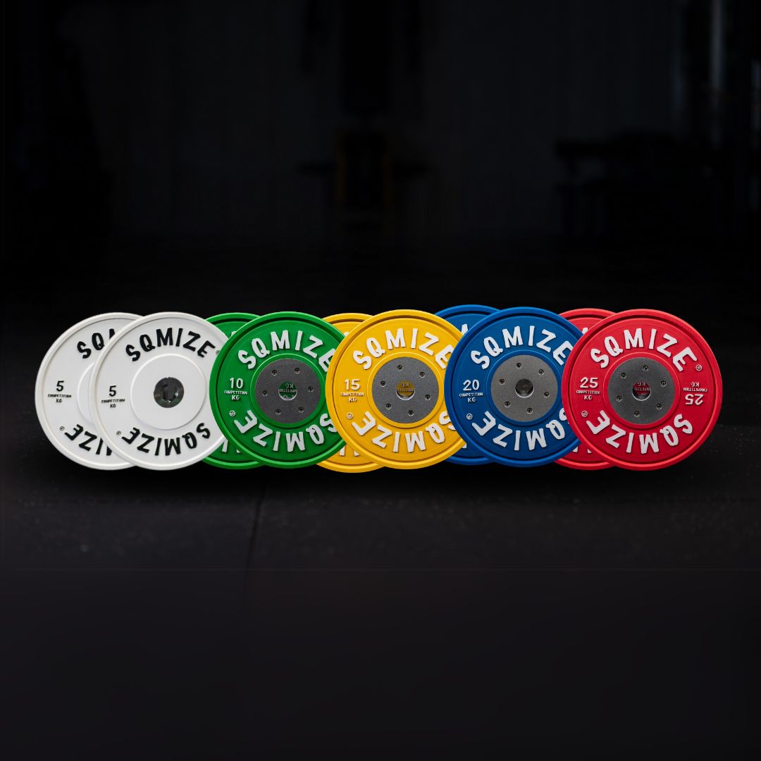 Premium Bison Competition Bumper Plate Set SQMIZE® CompBP-C, 100 - 150 kg