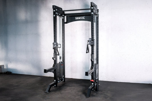 Power Rack & Kabelzugstation: Twin-Power Gym SQMIZE® ELITE CLUB SQ-S855-90/120, Kabelzugstation & Half Rack