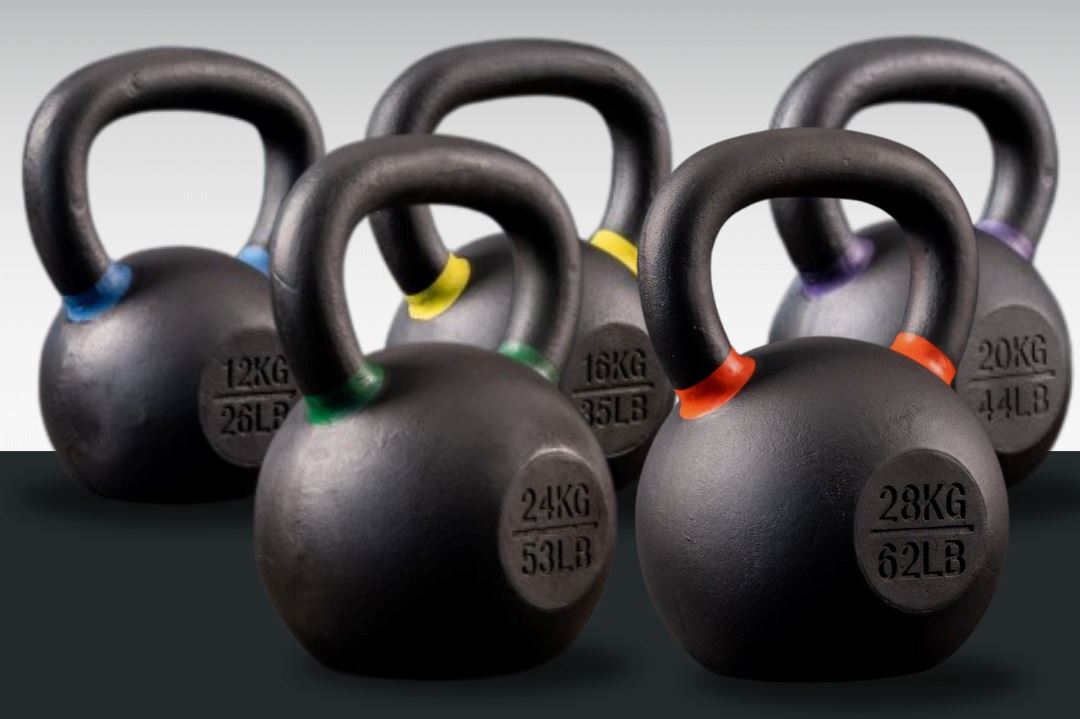 Black Kettlebell Profi Sets SQMIZE® BFK, farbcodiert, 36 - 140 kg www.simpleproducts.at BFK100 