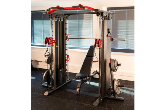 Smith Machine & Kabelzug: Multi Functional Gym SQMIZE® PREMIUM BISON SQ-S950 www.simpleproducts.at 